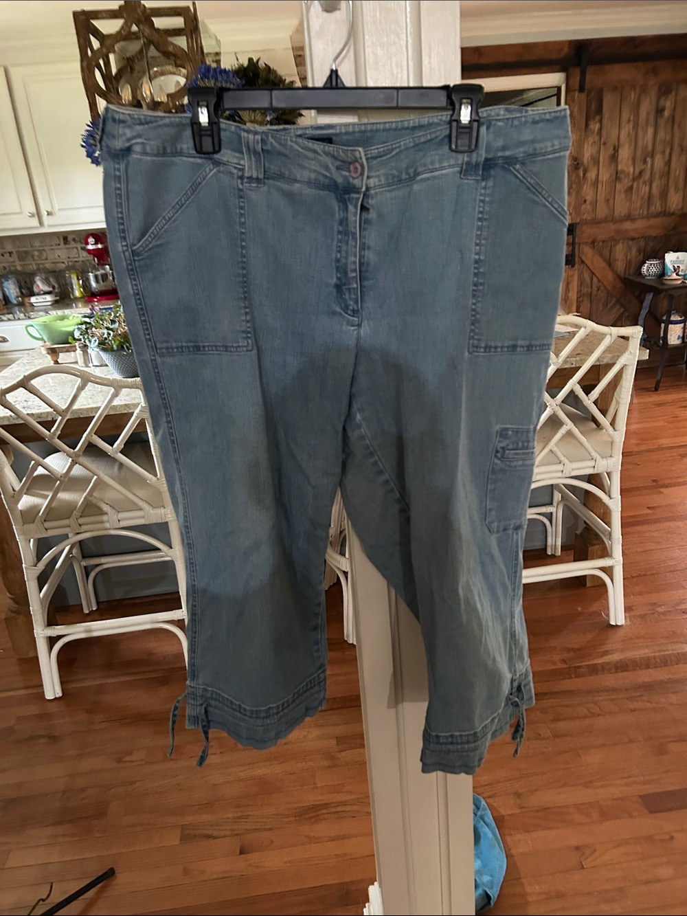 Westbound Light Blue Cropped Denim Cargo Jeans